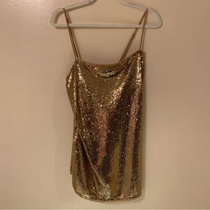 Medium Gold Sequenced Free People Mini Dress